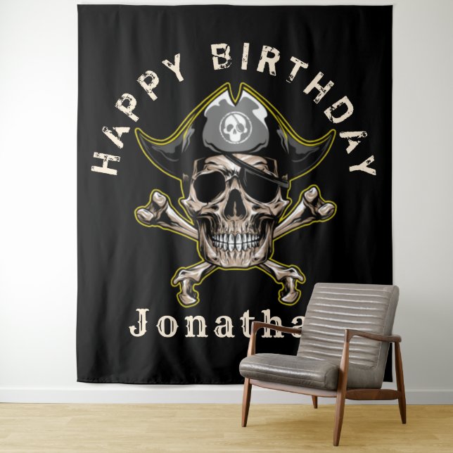 Pirate captain Skull Captain Backdrop Tapestry (In Situ)