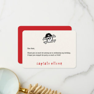 Pirate Captain Skull Kids Birthday Thank You Card