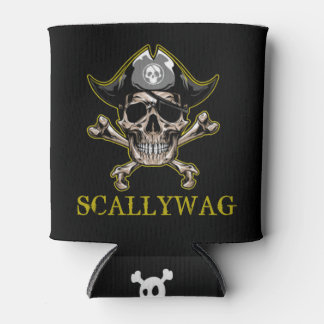 PIRATE CARRIBEAN  SKULL Crossbones Scallywag  Can Cooler
