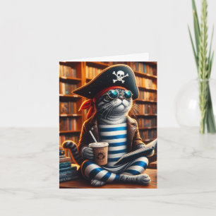 Pirate Cat Coffee blank iniside all Occasions  Card
