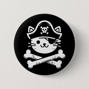 Pirate Cat Crossbones Cat Lover Cats Kitten Owner  6 Cm Round Badge