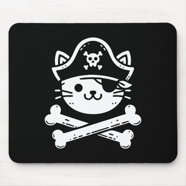 Pirate Cat Crossbones Cat Lover Cats Kitten Owner  Mouse Mat (Front)