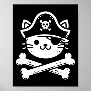 Pirate Cat Crossbones Cat Lover Cats Kitten Owner Poster
