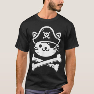 Pirate Cat Crossbones Cat Lover Cats Kitten Owner  T-Shirt
