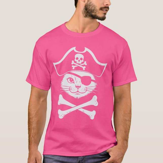 Pirate Cat Crossbones Cat Lover Cats Kitten Owner T-Shirt (Front)