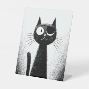 Pirate Cat – Cute Minimal Cat Art Pedestal Sign