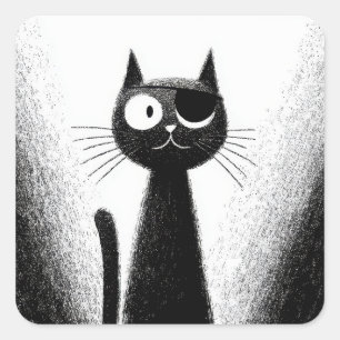 Pirate Cat – Cute Minimal Cat Art Square Sticker