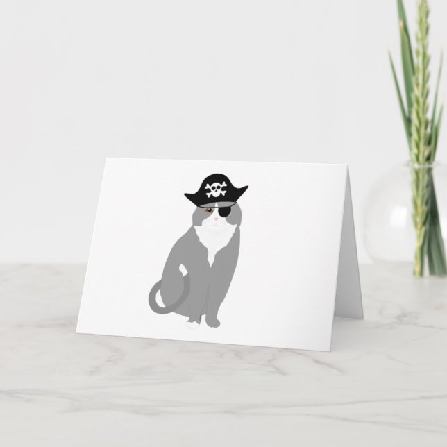 Pirate Cat Greeting Card (Front)