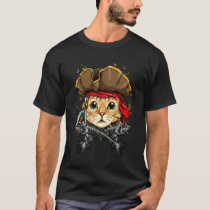 Pirate Cat Jolly Roger Flag Nautical Sailors Pet C T-Shirt
