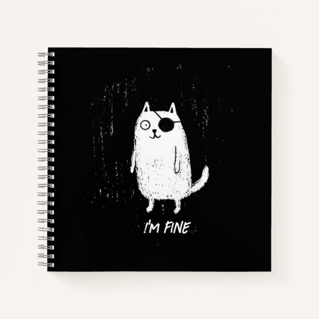 Pirate Cat – Minimal Funny Cat Art Notebook (Front)