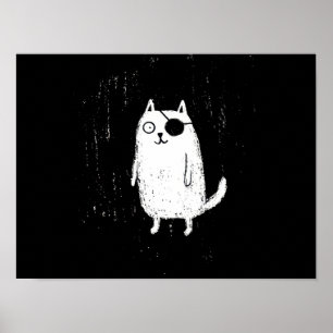 Pirate Cat – Minimal Funny Cat Art Poster