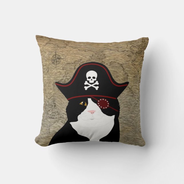 Pirate Cat Throw Pillow (Front)