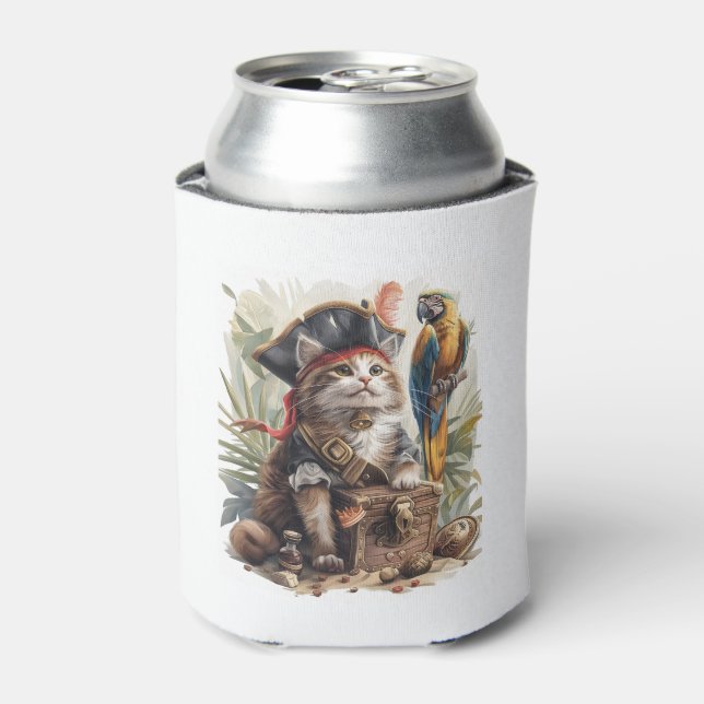 Pirate Cat Treasure Can Cooler (Can Front)