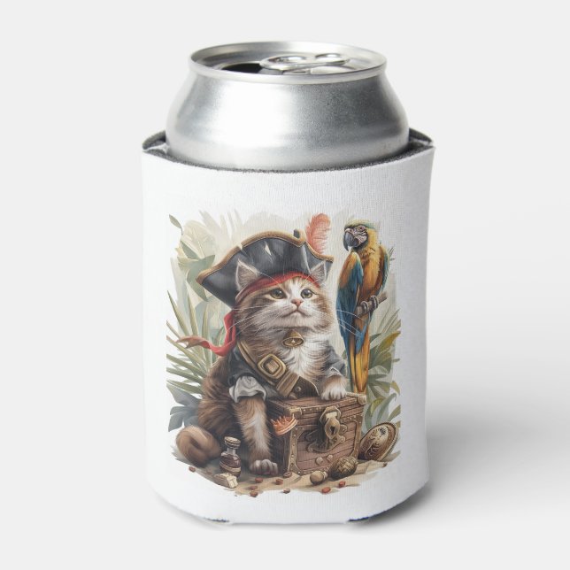 Pirate Cat Treasure Can Cooler (Can Front)