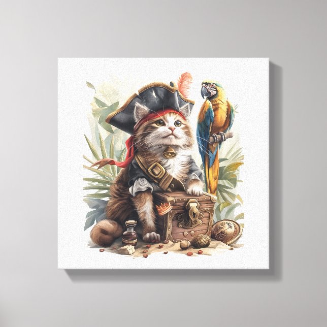 Pirate Cat Treasure Canvas Print (Front)