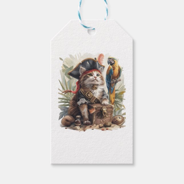 Pirate Cat Treasure Gift Tags (Front)