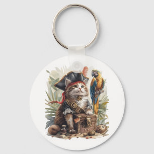 Pirate Cat Treasure Key Ring