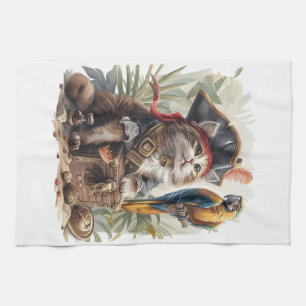 Pirate Cat Treasure Tea Towel