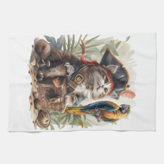 Pirate Cat Treasure Tea Towel