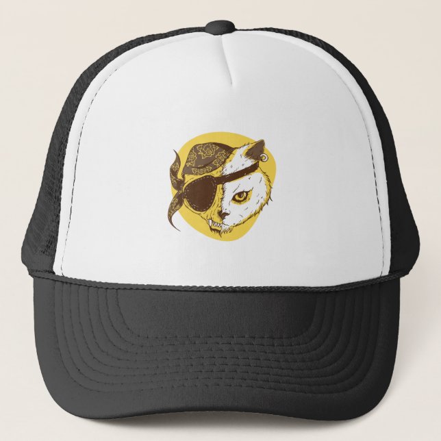 Pirate Cat Trucker Hat (Front)