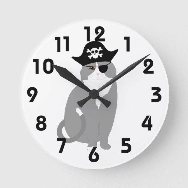 Pirate Cat Wall Clock (Front)