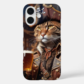 Pirate cat with beer  iPhone 16 case