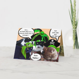 PIRATE CATS AND ANTIQUE PIRATES TREASURE MAPS CARD
