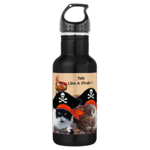 PIRATE CATS ANTIQUE PIRATES TREASURE MAPS AND FLAG 532 ML WATER BOTTLE