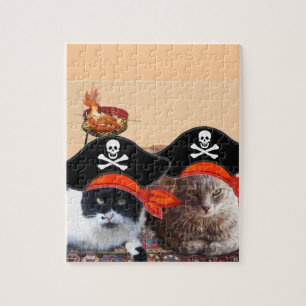PIRATE CATS ,Talk like a Pirate Day Jigsaw Puzzle