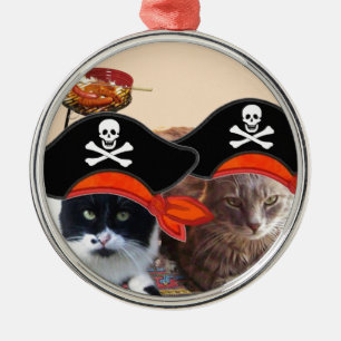 PIRATE CATS ,Talk like a Pirate Day Metal Tree Decoration