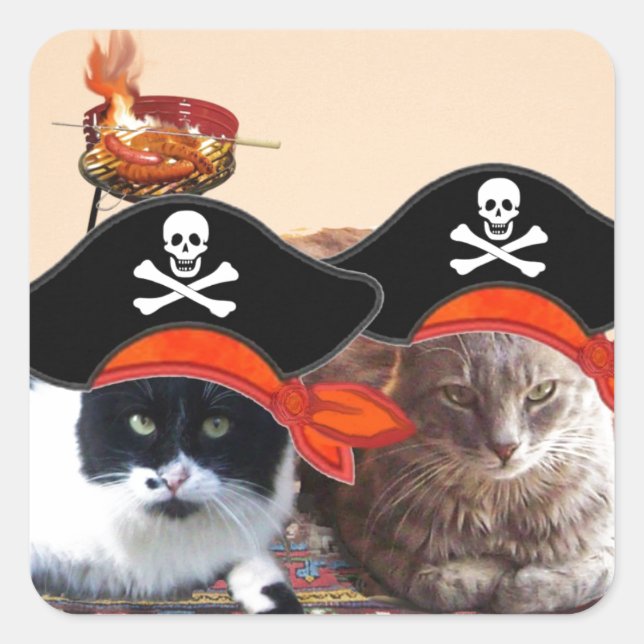 PIRATE CATS ,Talk like a Pirate Day Square Sticker (Front)