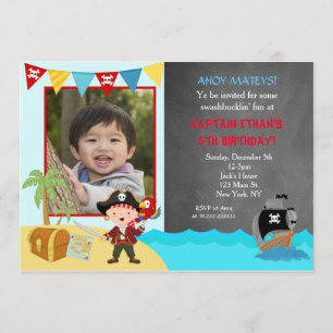 Pirate Chalkboard Birthday Invitations