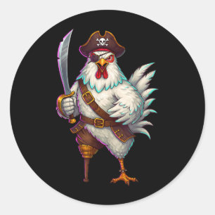Pirate Chicken Funny Halloween Costume For Men Wom Classic Round Sticker