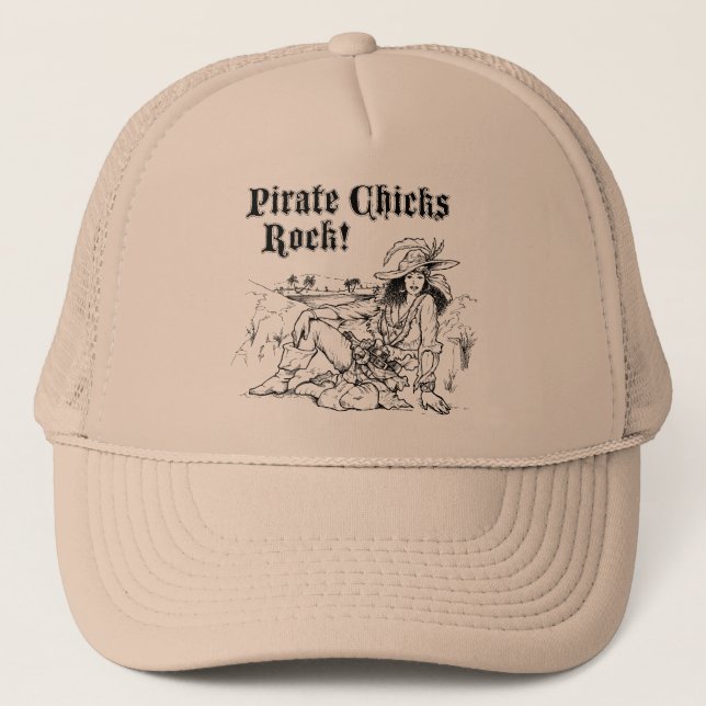 Pirate Chicks Rock! Trucker Hat (Front)