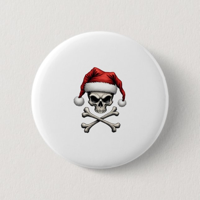 Pirate Christmas Skull & Crossbones Santa Hat. Got 6 Cm Round Badge (Front)