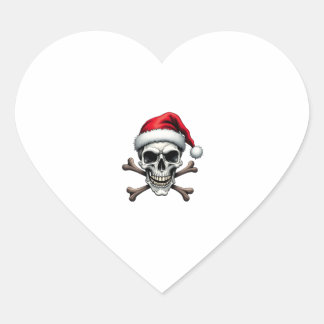 Pirate Christmas Skull & Crossbones Santa Hat. Got Heart Sticker