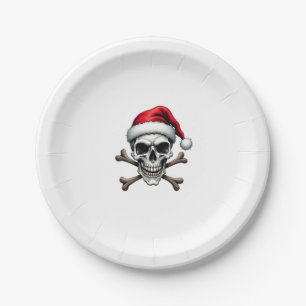 Pirate Christmas Skull & Crossbones Santa Hat. Got Paper Plate
