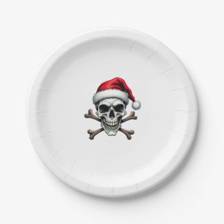 Pirate Christmas Skull & Crossbones Santa Hat. Got Paper Plate