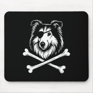 Pirate Collie Crossbones Cute Dog Mouse Mat