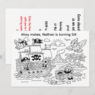 Pirate Colouring Birthday Party Digital Download Invitation