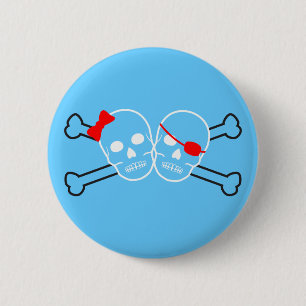pirate couple 6 cm round badge
