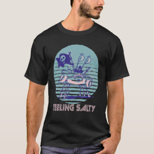 Pirate Crab Feeling Salty Crawfish Retro Ocean Lo T-Shirt