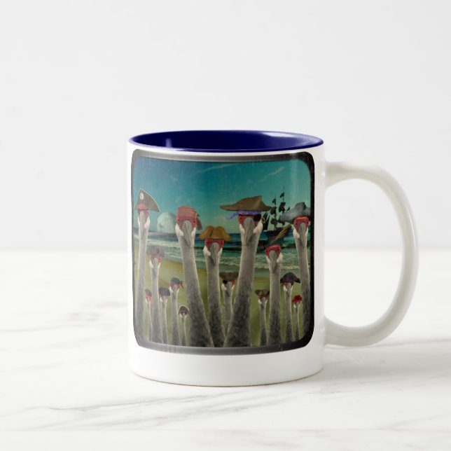 Pirate Cranes_Twilight Beach Two-Tone Coffee Mug (Right)