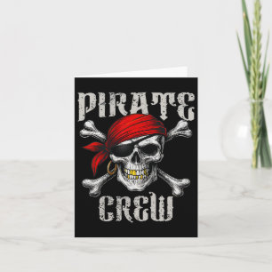 Pirate Crew Jolly Roger Flag And Skull Crossbones Card