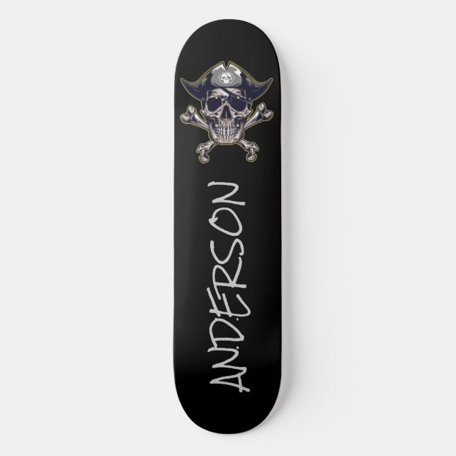  Pirate Cross Bones Personalised Skateboard (Front)