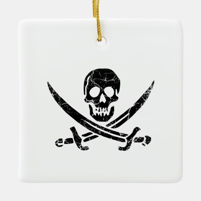Pirate Cross Ceramic Ornament (Front)