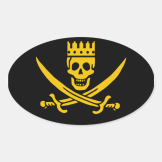 Pirate Crown oval sticker - pack of 20