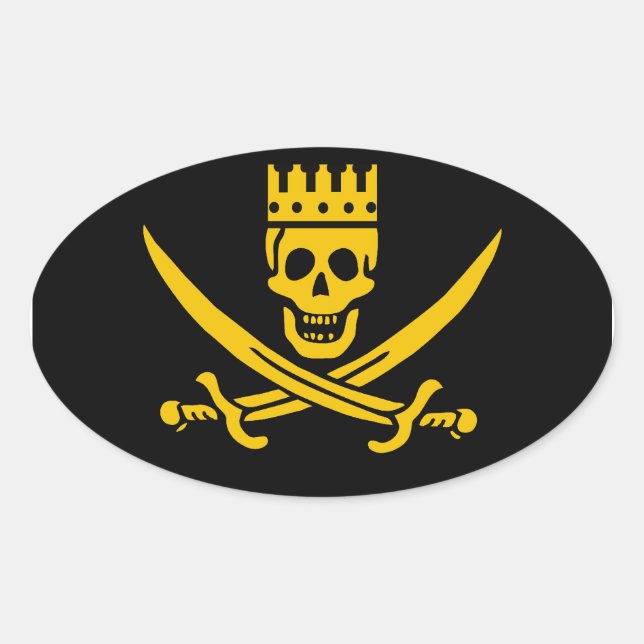 Pirate Crown oval sticker - pack of 20 (Front)