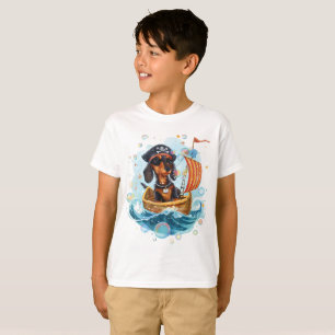 Pirate Dachshund Funny Dog Kids T-Shirt