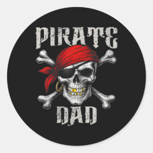 Pirate Dad Jolly Roger Flag And Skull Crossbones H Classic Round Sticker
